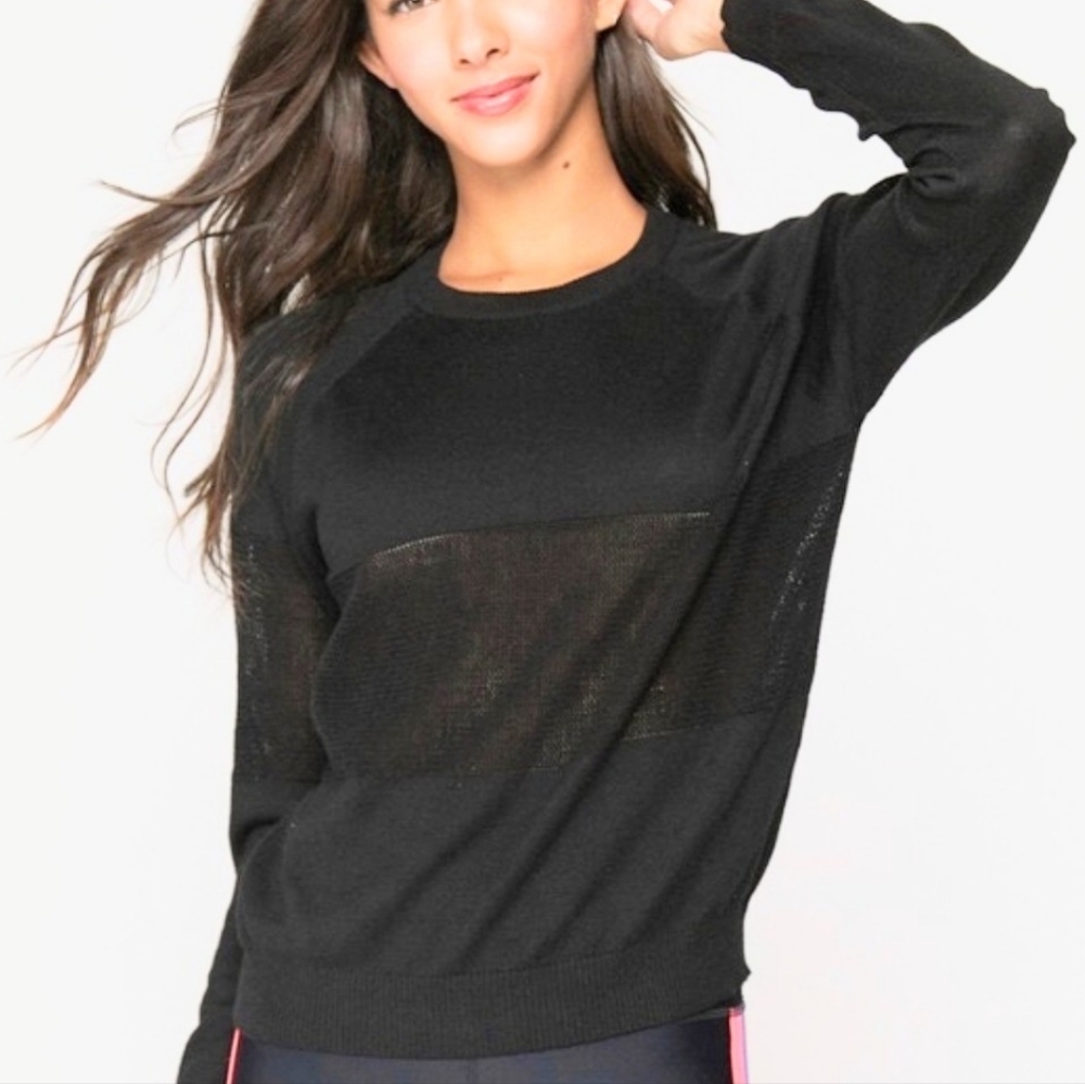 SPIRITUAL GANGSTER ON THE GO COOLMAX BLACK SWEATER MESH CENTER SMALL